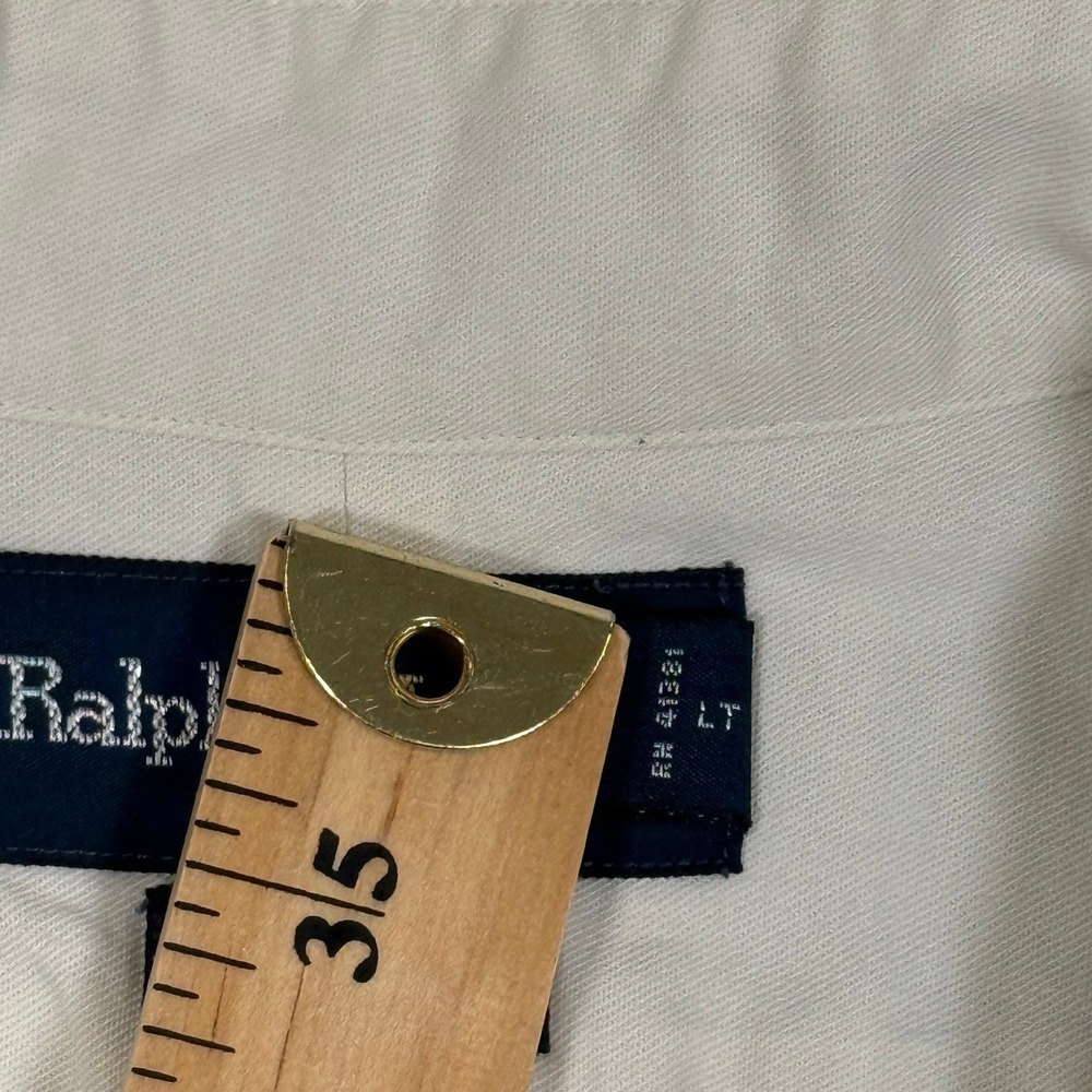 Ralph Lauren Blaire Mens Large Cream Short Sleeve Cotton Button Down Shirt Pony - Picture 8 of 9